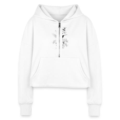 Hummingbird T-Shirt, Honeysuckle Vine - Women's Half Zip Cropped Hoodie
