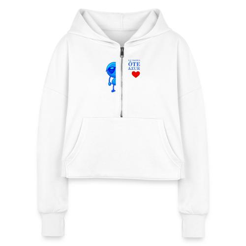Smoon City_Saint Tropez Côte d'Azur - Women's Half Zip Cropped Hoodie