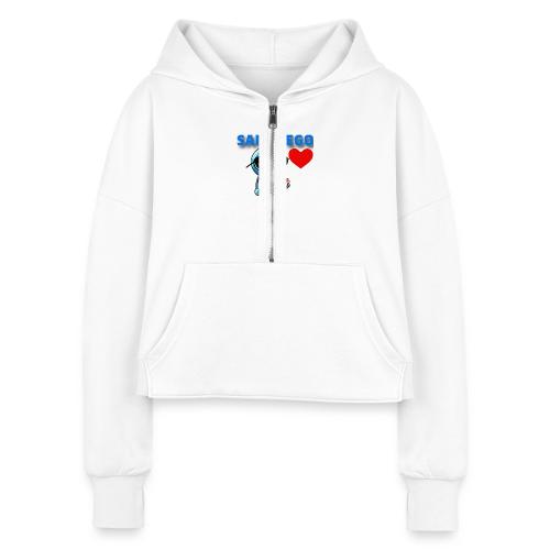 Smoon City_San Diego - Women's Half Zip Cropped Hoodie