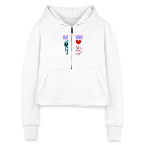 Smoon City_London - Women's Half Zip Cropped Hoodie