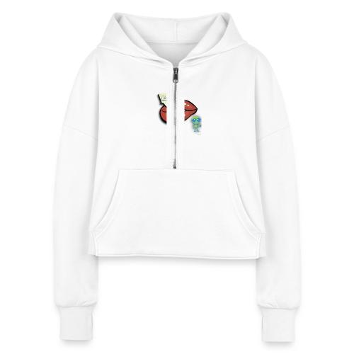 Smoon City_I wear lipstick - Women's Half Zip Cropped Hoodie