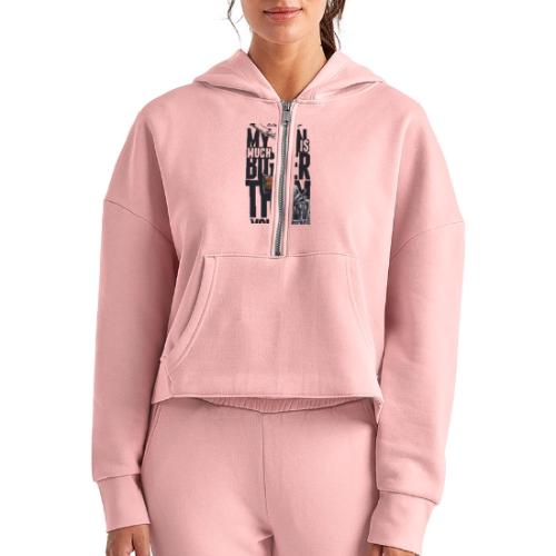 My gun is much bigger than yours - Women's Half Zip Cropped Hoodie