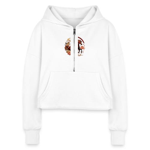 Year of the Horse T Shirt, Lunar New Year Gift - Women's Half Zip Cropped Hoodie