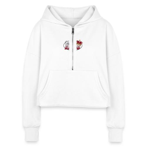 Passportkings white shirt design - Women's Half Zip Cropped Hoodie