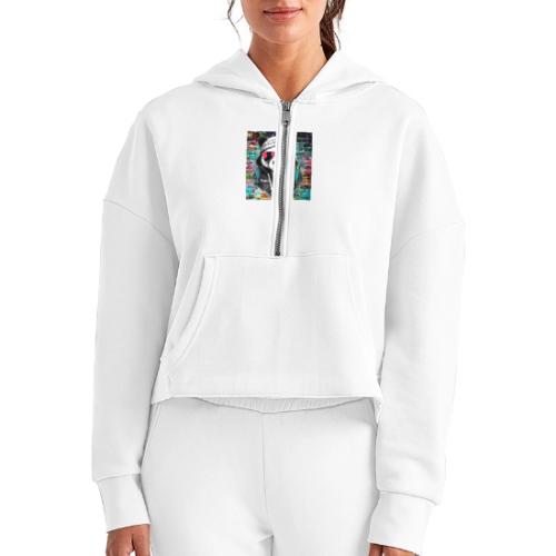 Stylish panda 2 - Women's Half Zip Cropped Hoodie