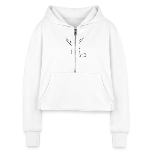 EMBRACED_TURTLEDOVES - Women's Half Zip Cropped Hoodie