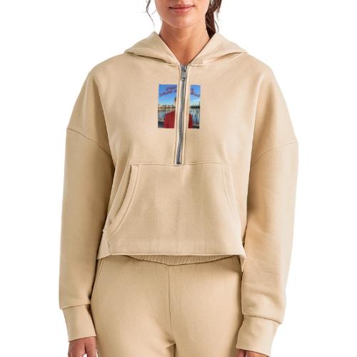 New Thing - Women's Half Zip Cropped Hoodie