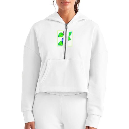 Vibrant Blueberry Pop Art - Women's Half Zip Cropped Hoodie
