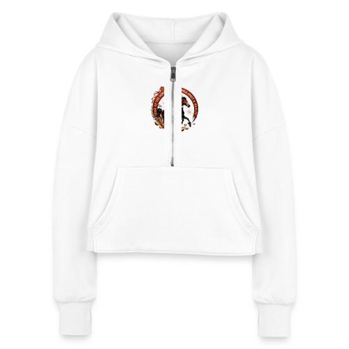 Year of the Horse Fiery Spirit T Shirt, Lunar New - Women's Half Zip Cropped Hoodie