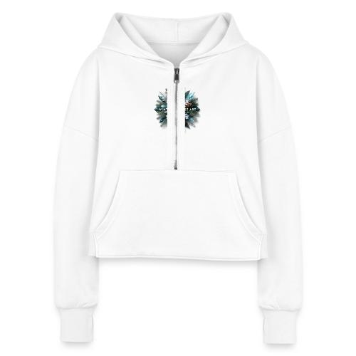 Intricate Frozen Evergreen T-Shirt - Women's Half Zip Cropped Hoodie