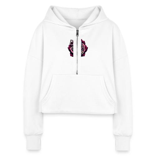 You Hold the Key to My Heart Rose Lock T-Shirt - Women's Half Zip Cropped Hoodie