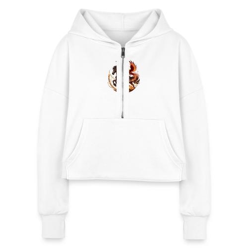 Year of the Horse Phoenix T Shirt, Lunar NY Gift - Women's Half Zip Cropped Hoodie