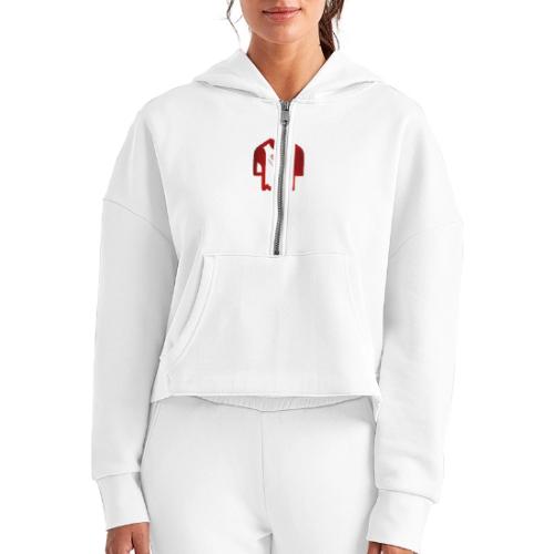 Kenada Logo white spray - Women's Half Zip Cropped Hoodie
