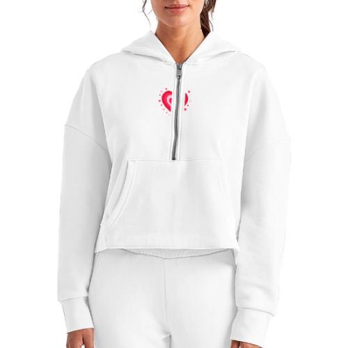 Layered Red & Pink Heart – Cute Valentine Love - Women's Half Zip Cropped Hoodie