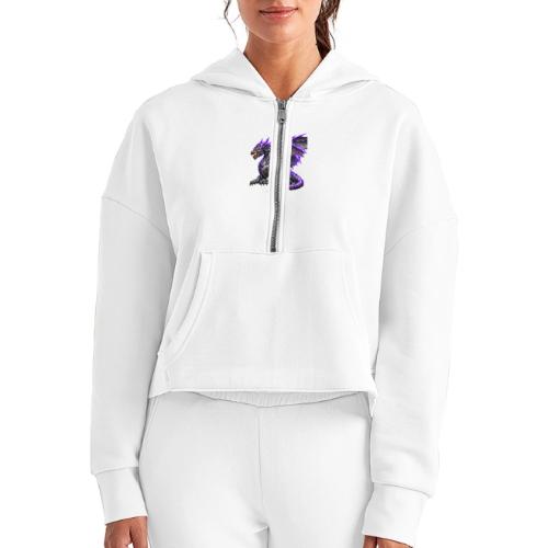 Neon Dragon at Rest - Women's Half Zip Cropped Hoodie