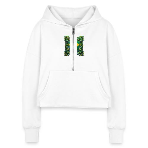 Brazil Jaguar Glory T-Shirt, Flag Pride Badge Gift - Women's Half Zip Cropped Hoodie