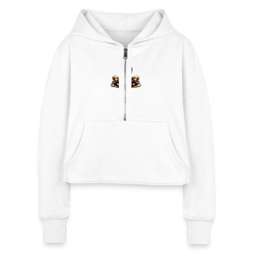 Carcadelogoracerback - Women's Half Zip Cropped Hoodie