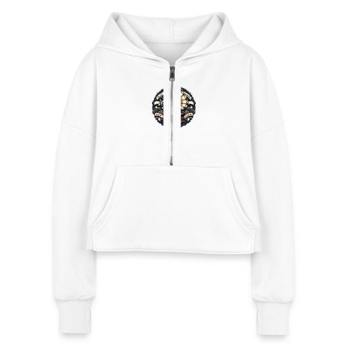 Ornate Phonograph T-Shirt - Women's Half Zip Cropped Hoodie