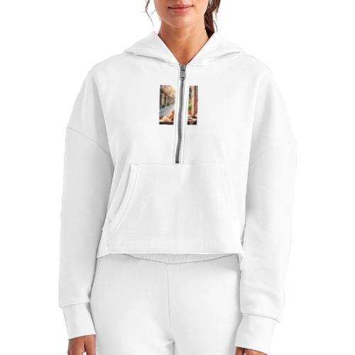 Morning coffee Chihuahua - Women's Half Zip Cropped Hoodie