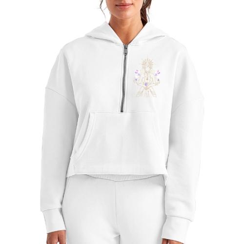 Ancient Butterfly Goddess - Fairytale Design - Women's Half Zip Cropped Hoodie