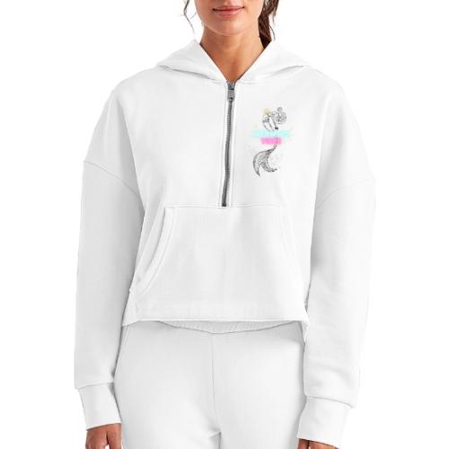 Mermaid Vibes Design - Women's Half Zip Cropped Hoodie