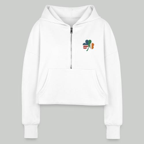 American Blood - Irish Heart - Women's Half Zip Cropped Hoodie