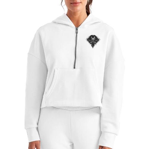 Crescent Moth - Women's Half Zip Cropped Hoodie