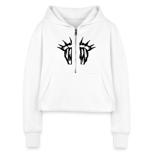 Teeth Of The Divine Sigil BLACK - Women's Half Zip Cropped Hoodie