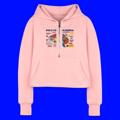 Brain of a Conservative Republican - Women's Half Zip Cropped Hoodie