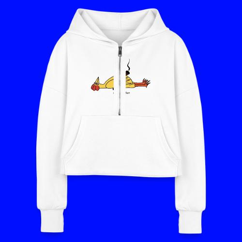 fried chicken - Women's Half Zip Cropped Hoodie