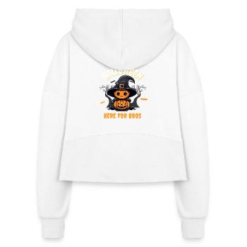 Whimsical Pumpkin Witch Illustration - Women's Half Zip Cropped Hoodie - white - Back - Everly (176cm)