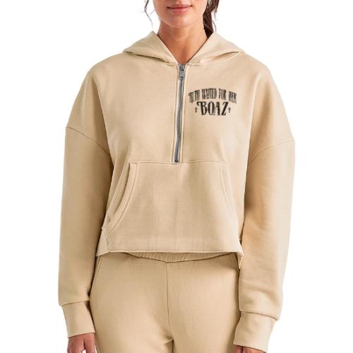 Ruth Waited for her Boaz - Women's Half Zip Cropped Hoodie