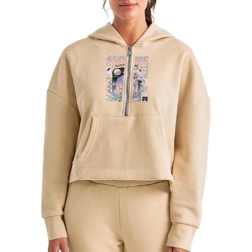 Future Nature Retro-Futuristic - Women's Half Zip Cropped Hoodie