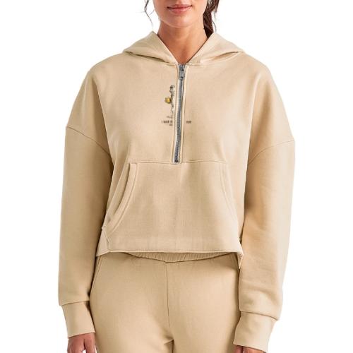 Weird Stuff Frog Coffee Humor - Women's Half Zip Cropped Hoodie