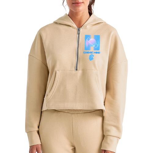 Cosmic Mind - Women's Half Zip Cropped Hoodie