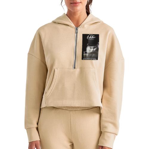 The Cool Cat - Women's Half Zip Cropped Hoodie