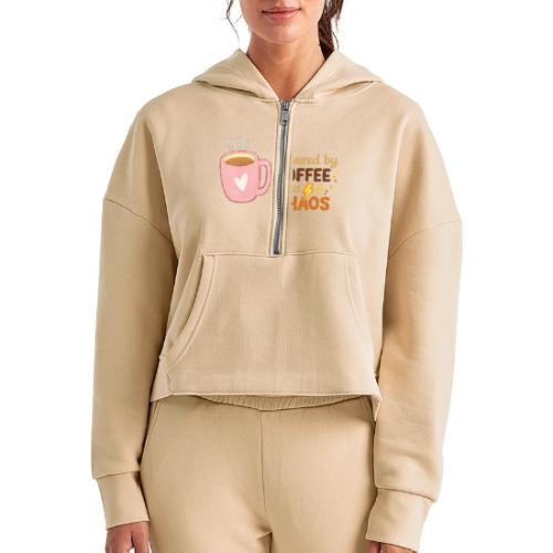 Powered by Coffee and Chaos - Women's Half Zip Cropped Hoodie