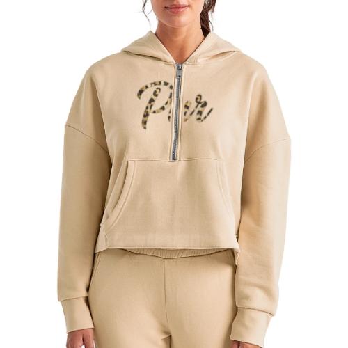 Pur Script - Women's Half Zip Cropped Hoodie