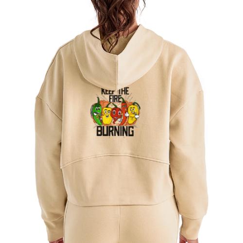 keep the fire burning - Women's Half Zip Cropped Hoodie