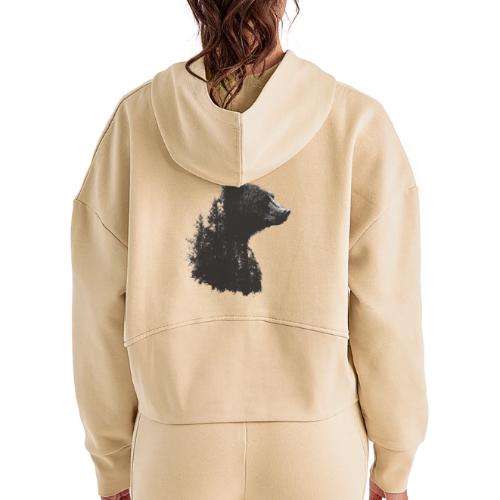 Forest Within the Bear - Women's Half Zip Cropped Hoodie