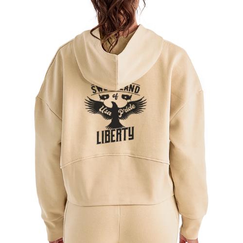 Sweet land of USA Pride Liberty - Women's Half Zip Cropped Hoodie