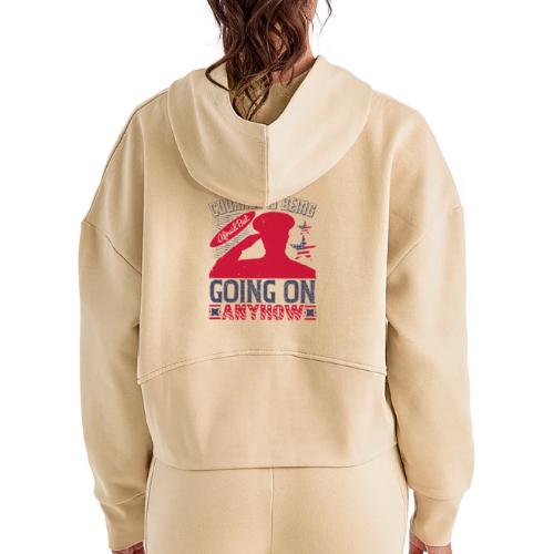 Courage is being afraid but going on anyhow - Women's Half Zip Cropped Hoodie