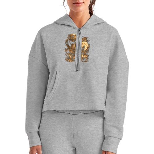 Pit Bull Howling Moon Fantasy Forest Tee - Women's Half Zip Cropped Hoodie