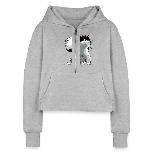UN-STUCK Grey Husky - Women's Half Zip Cropped Hoodie