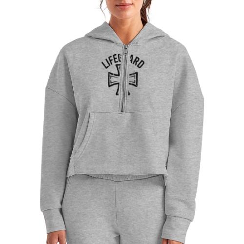 Lifeguard Cross Emblem - Women's Half Zip Cropped Hoodie