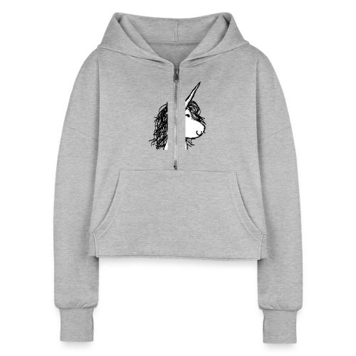 Unicorn Kaede - Women's Half Zip Cropped Hoodie