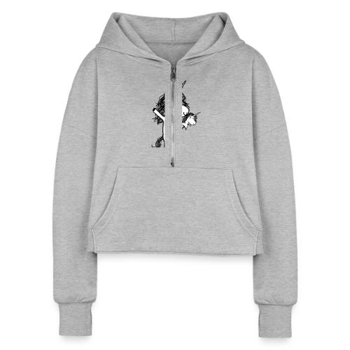 Kaede the Unicorn with his mini friend - Women's Half Zip Cropped Hoodie