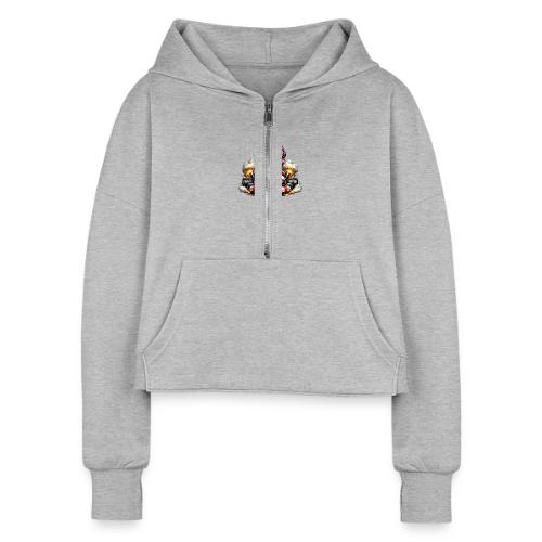 Carcadelogoracerfront - Women's Half Zip Cropped Hoodie