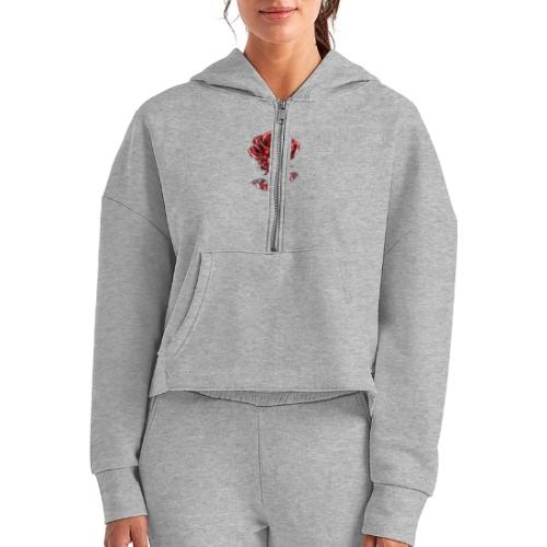 2 Set - Silver and Gold Roses - Women's Half Zip Cropped Hoodie