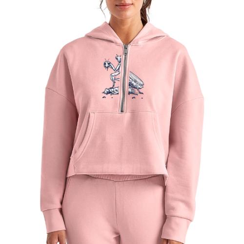 Girls Will Be Girls Praying Mantis Humor - Women's Half Zip Cropped Hoodie